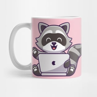 Cute Raccoon Working On Laptop Mug